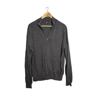 Black Saks Fifth Avenue Grey Zip Pullover 100% Wool Size XXL